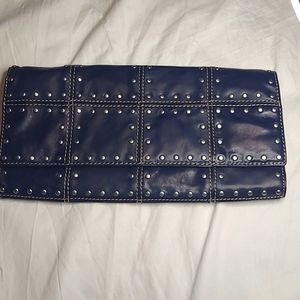 311- Michael Kors Astor Studded Clutch Navy